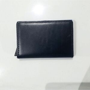 Genuine Leather RFID Card Box Slim Wallet For Credit Cards Metallic Blue